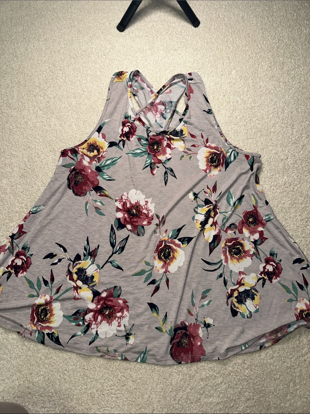Floral Crisscross Back Tank Top - Mauve Floral